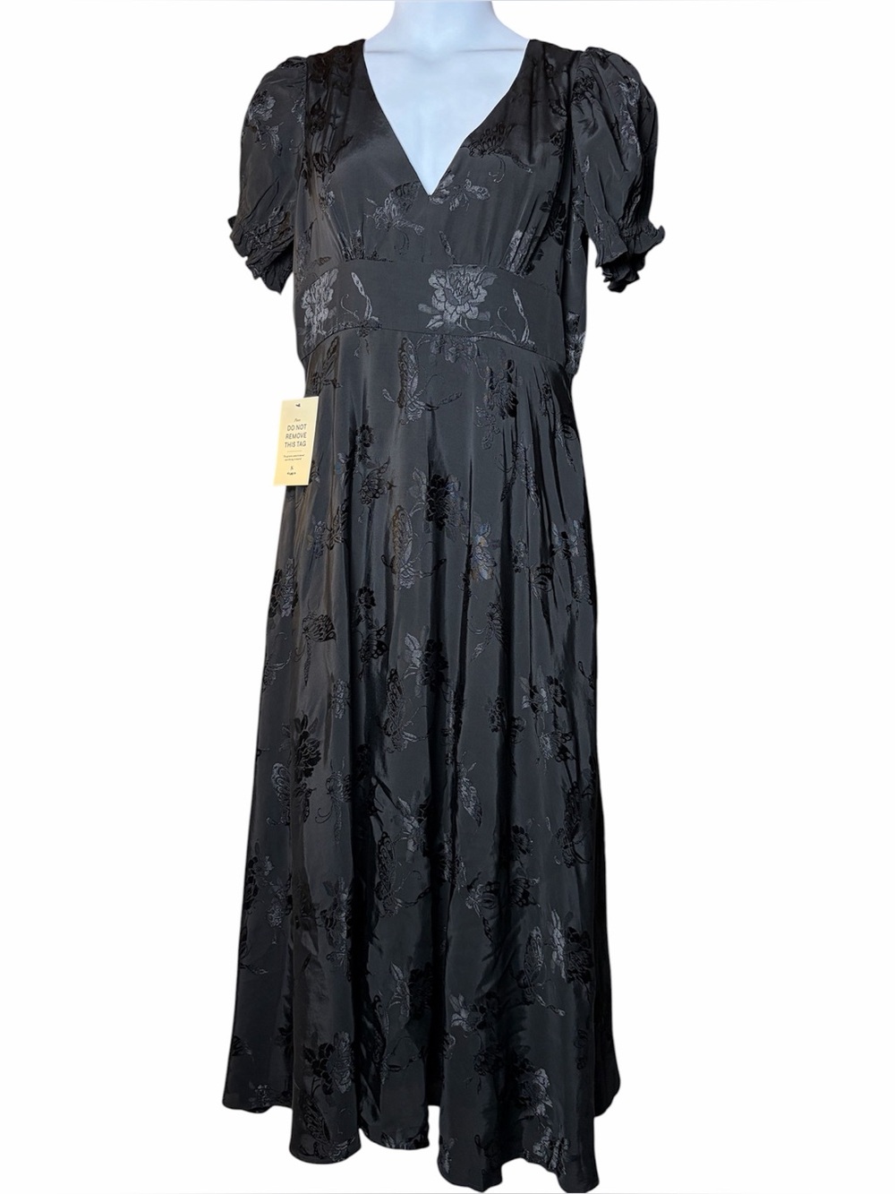 NWT JessaKae Mila Dress XL Black Floral Butterfly Jacquard Maxi